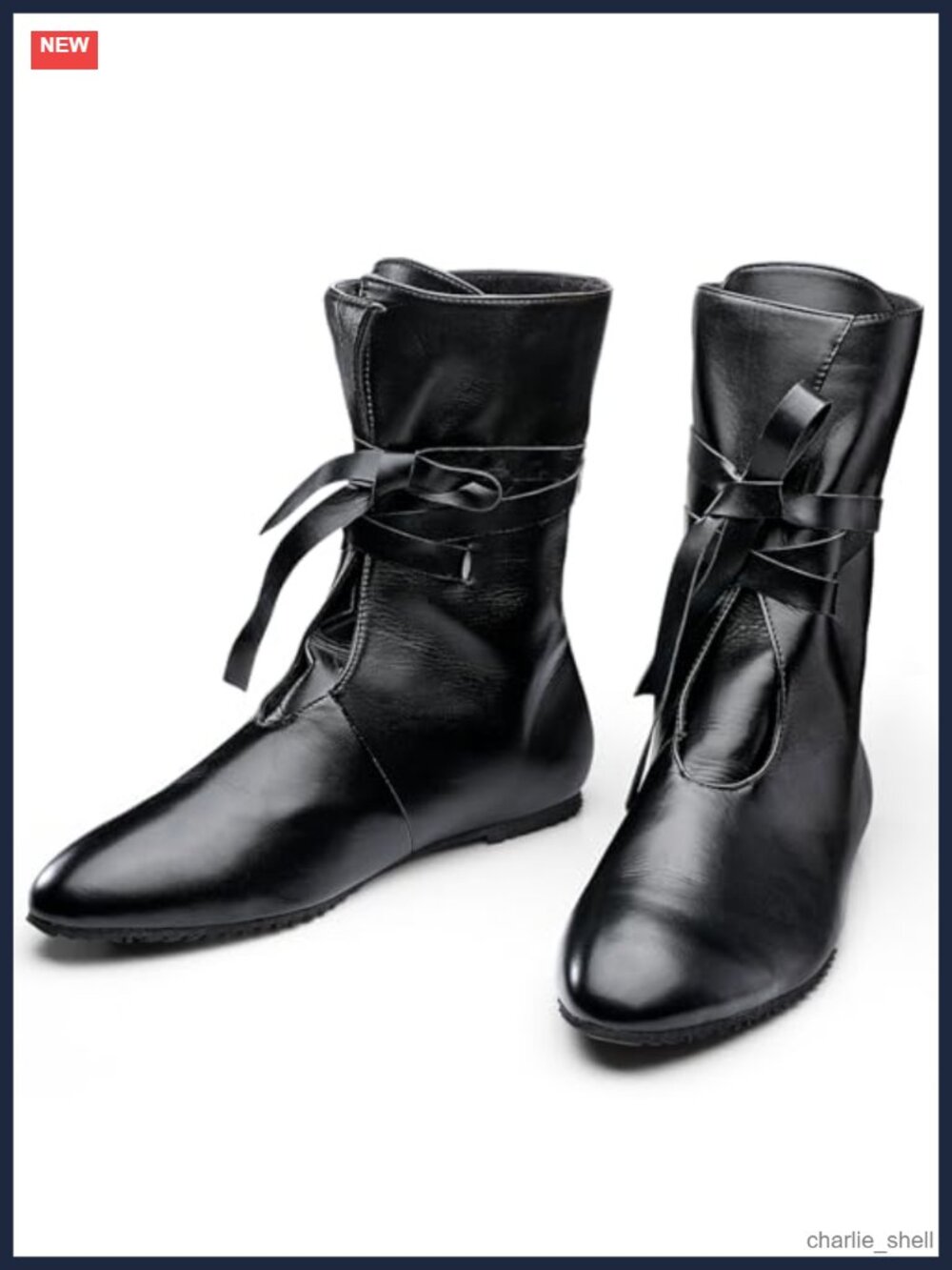 Men's Medieval Renaissance Leather Boots Viking Pirate Cosplay Lace Up